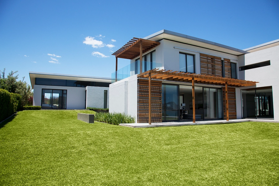 Contemporary home with large windows